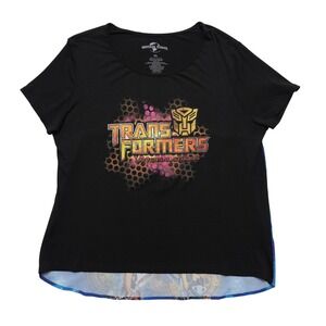 Universal Studios Transformers Womens XL Black Bumblebee Graphic Mixed Media Tee